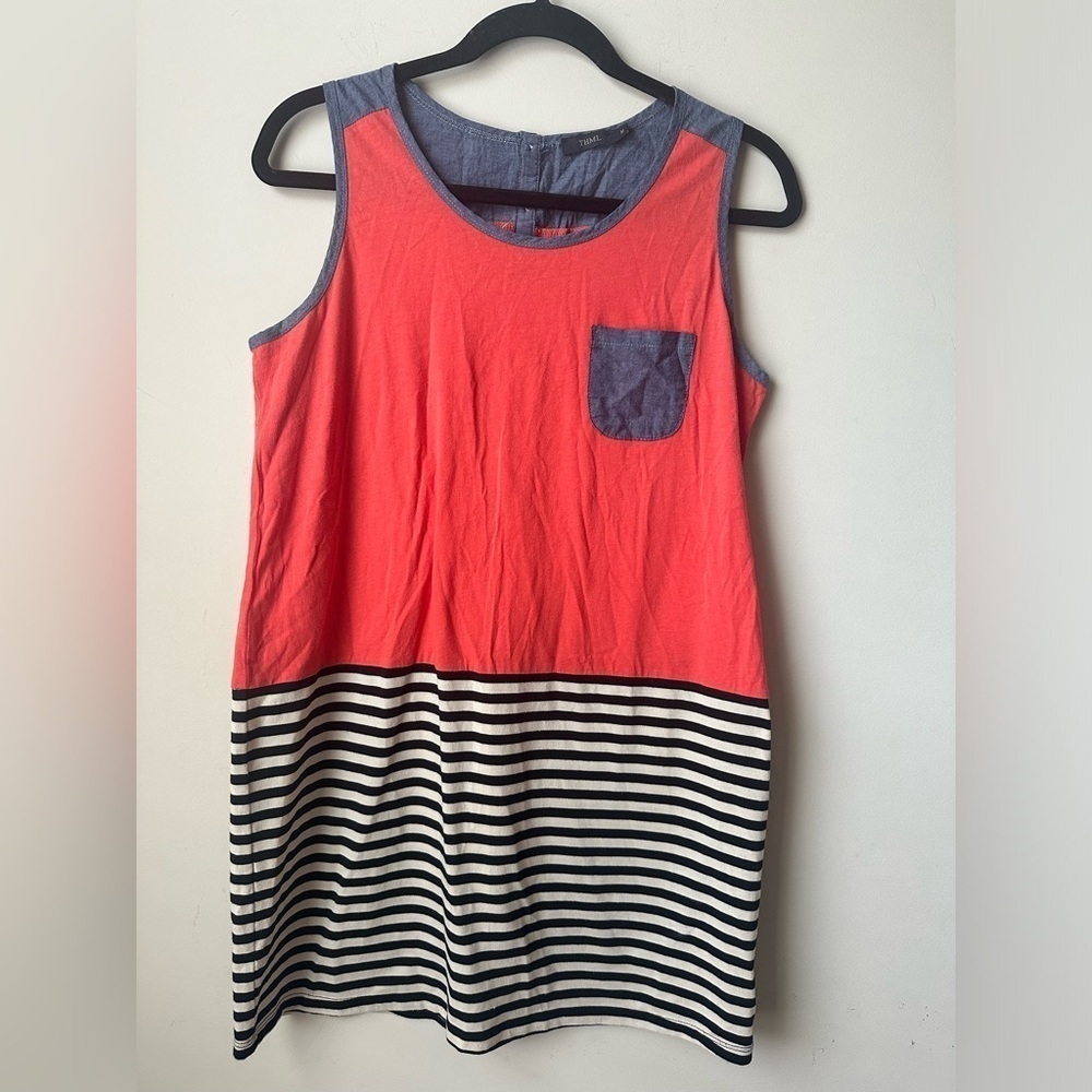 THML Coral and Navy Striped Dress